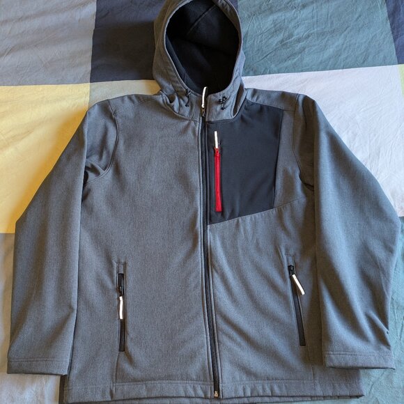 Mana Men's Hooded Gray Softshell Jacket XXL - Picture 7 of 12